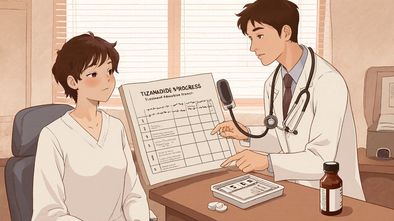 Doctor and patient reviewing improvement with medical tools, depicted in retro anime.