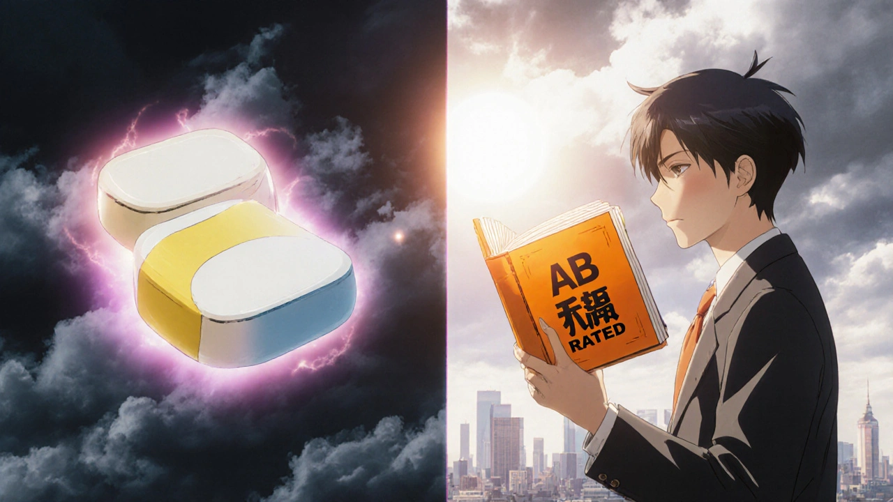 Patient comparison: unstable switch vs stable AB-rated generic with Orange Book visible